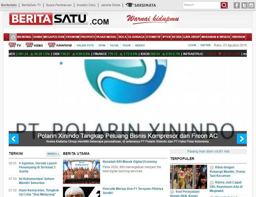 Screenshot Advertorial di Homepage Beritasatu.com