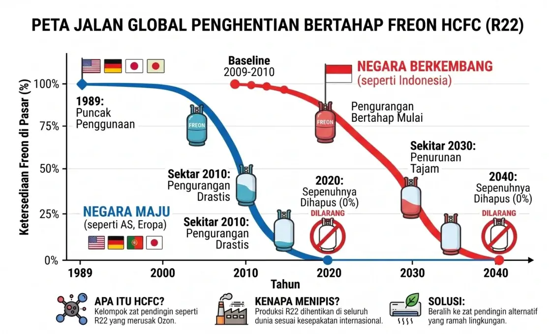 Perkembangan Freon R22 Dari Tahun ke Tahun